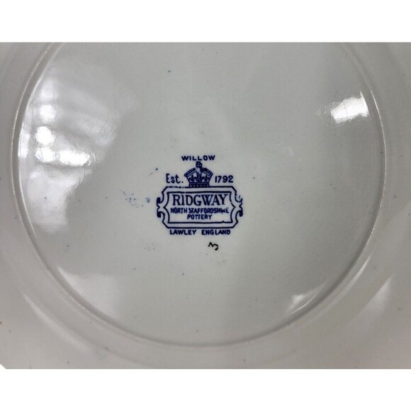 Antique Ridgway Willow North Staffordshire Blue White Plate Lawley England - Picture 4 of 8